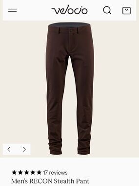 Velocio RECON Stealth Ultralight Pant - Men's size Large Coffee Brown